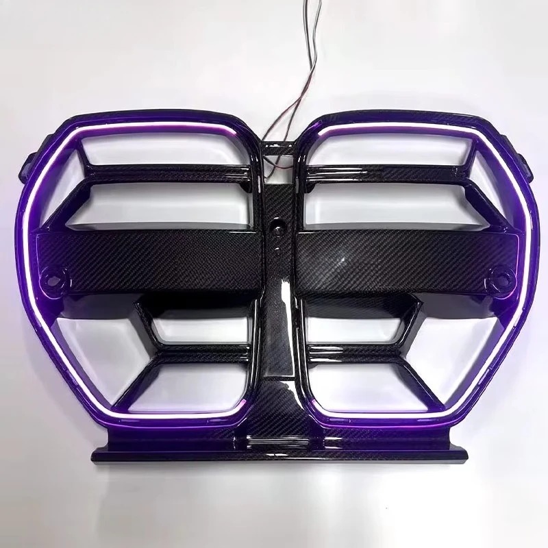 LED Dry Carbon Fiber Car Front Bumper Grilles CSL Style For  G80 G81 M3 G82 G83 M4 2020-2025 Hood Racing Grille ACC Vent Trim